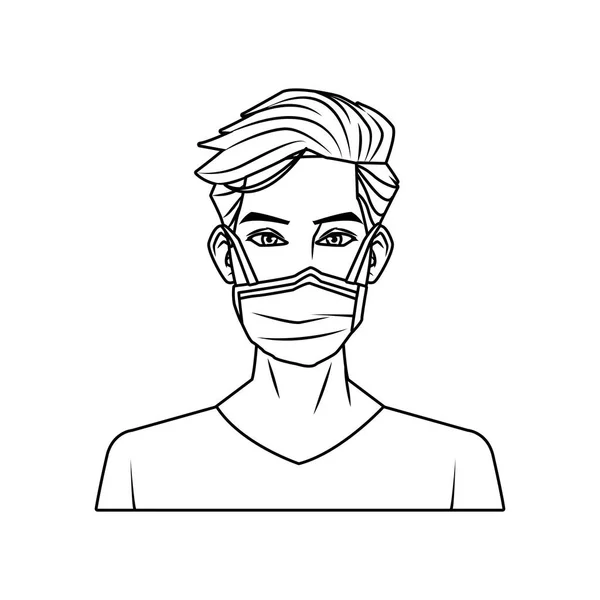 Jeune homme avec embout buccal accessoire médical — Image vectorielle