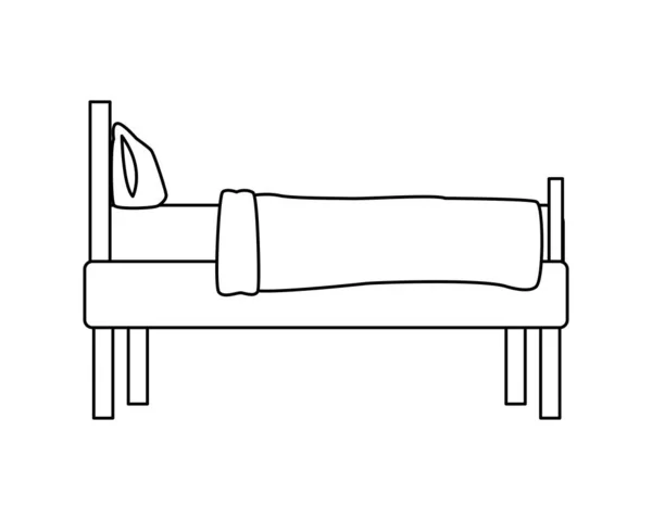 Bett zu Hause Möbel isolierte Ikone — Stockvektor