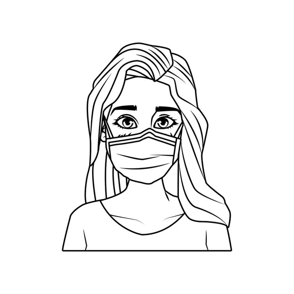 戴口罩的年轻女子医疗配件 — 图库矢量图片