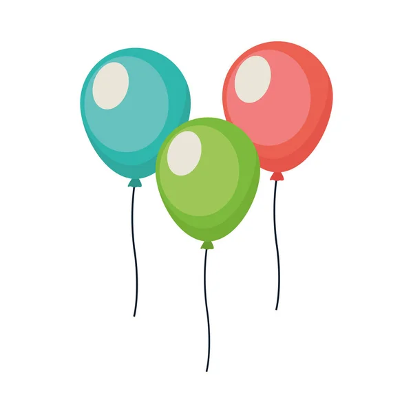 Balões hélio festa decoração ícones —  Vetores de Stock