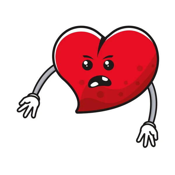 Coeur amour bande dessinée personnage icône — Image vectorielle