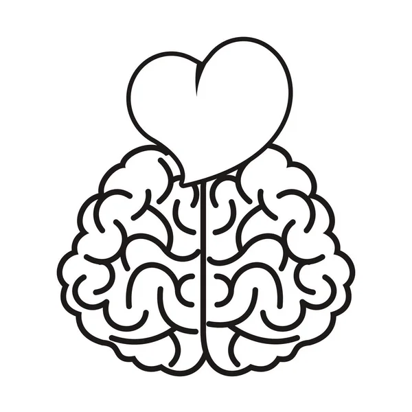 Mózg z ikoną miłości serca — Wektor stockowy