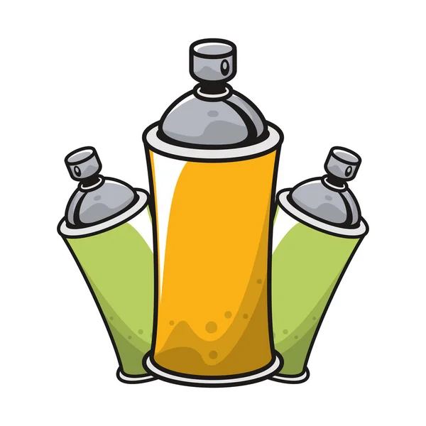 Spray paint bottles isolated icons — Stock Vector