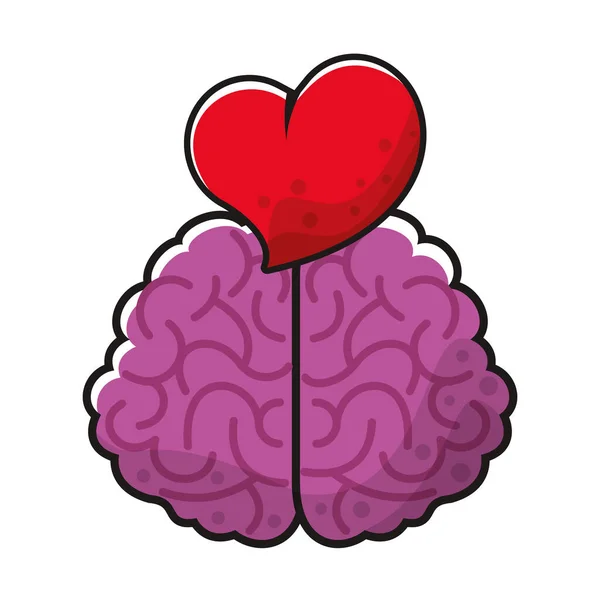Cerebro con corazón icono de amor — Vector de stock