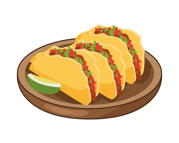 Vynikající mexické tacos a citron tradiční jídlo — Stockový vektor