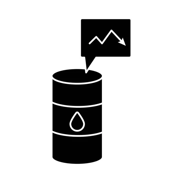 Barril de gasolina com fala ubble e seta infográfico estilo plano — Vetor de Stock