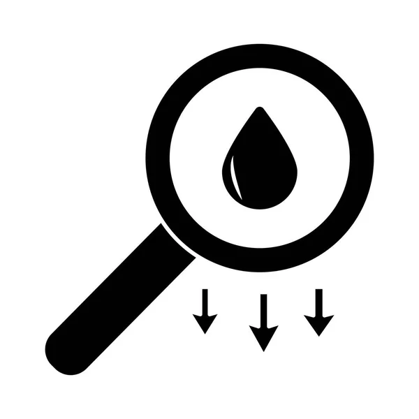 Magnifying glass with oil drop flat style icon — Stock Vector
