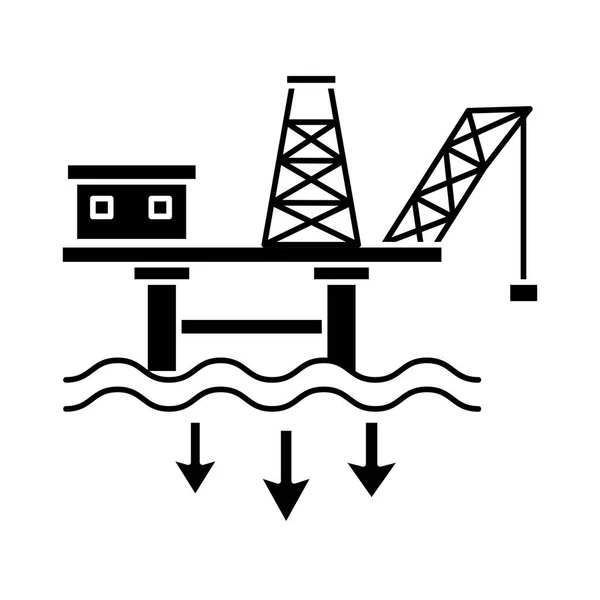 Extraction tower oil in the sea flat style icon — Stock Vector