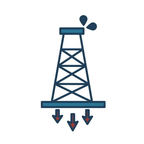 Extraction tower oil fill style icon — Stock Vector