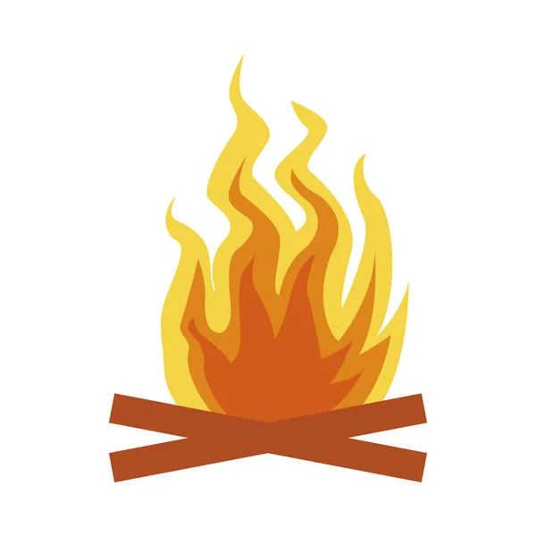 Fuego del campamento llama aislado icono — Vector de stock