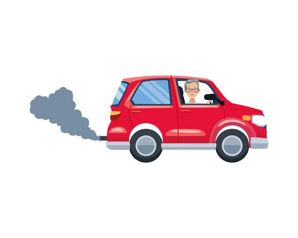 Auto voertuig vervuilend geïsoleerd pictogram — Stockvector