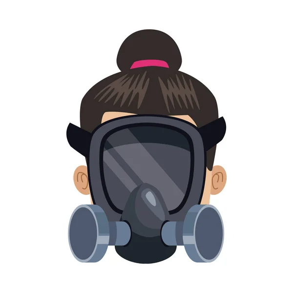 Kvinna med utrustning för mask mot biologiska faror — Stock vektor