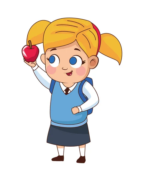 可愛いです女の子とリンゴのアバターキャラクター — ストックベクタ