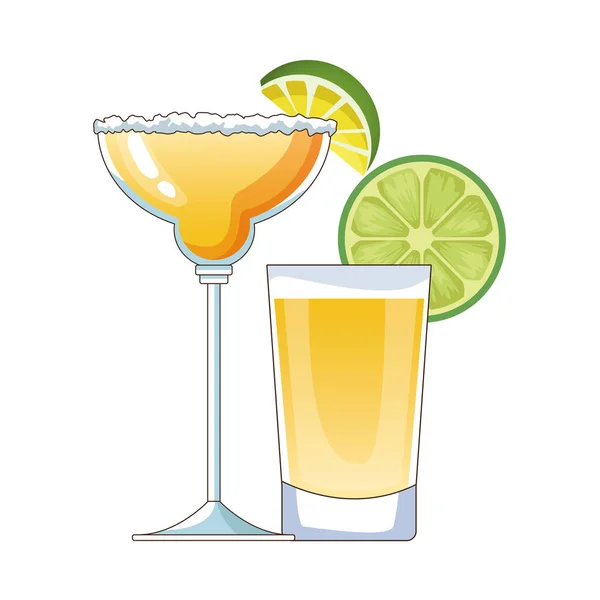 Tasses à boisson tequila icône isolée — Image vectorielle