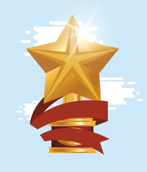 Χρυσό σύμβολο βραβείο αστέρι τρόπαιο — Διανυσματικό Αρχείο