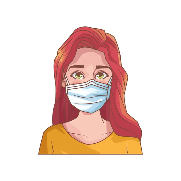 Young woman with mouth cap medical accessory — Stock Vector