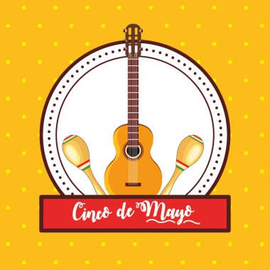 Gitarlı ve marakkalı cinco de mayonez kartı
