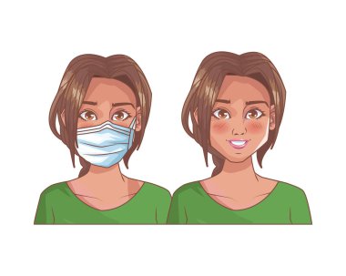 Ağız kapağı takan genç kızlar tıbbi aksesuar