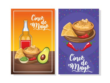 Tekila ve Meksika yemekli cinco de mayonez kartı.