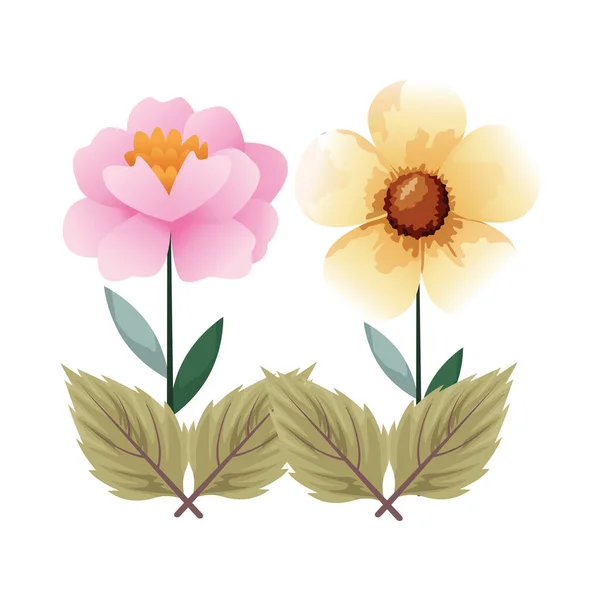 아름다운 꽃 정원 장식용 아이콘 — 스톡 벡터