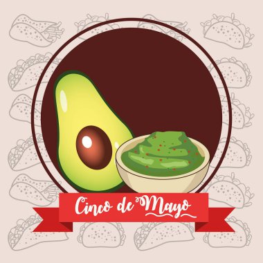Guacamole soslu cinco de mayonez kutlama kartı.