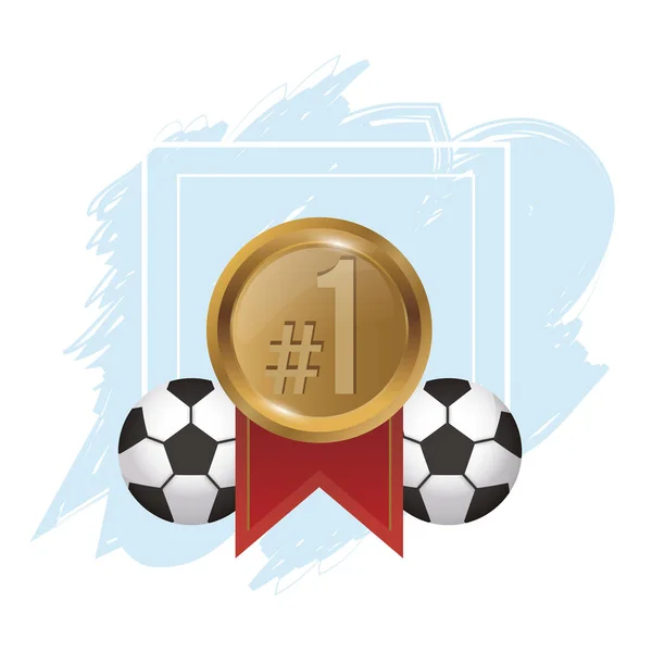 Soccer sport balloons with medal award — Stock Vector