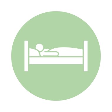 Yatak bloğu siluet biçim simgesinde uyuyan kişi