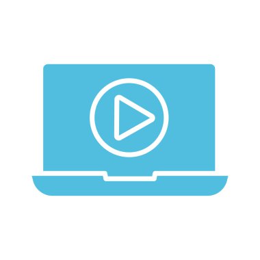 ortam oynatıcı düğmesi siluet biçimi simgesi olan dizüstü bilgisayar