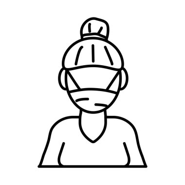 Yüz maskesi tarzı simge kullanan kadın