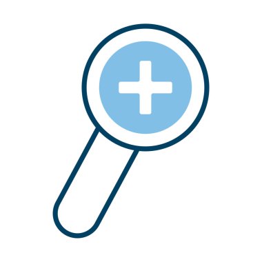 Tıbbi haç sembollü büyüteç yarım çizgi biçimi