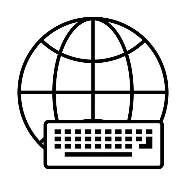 Navegador esfera con icono de estilo de línea de teclado — Archivo Imágenes Vectoriales
