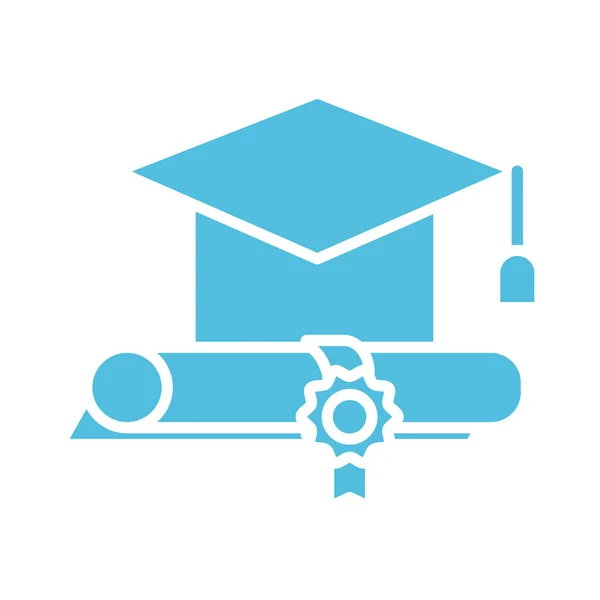 毕业证书和帽子轮廓风格图标 — 图库矢量图片