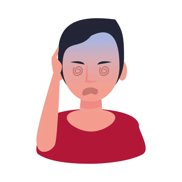 Femme malade avec des maux de tête caractère — Image vectorielle