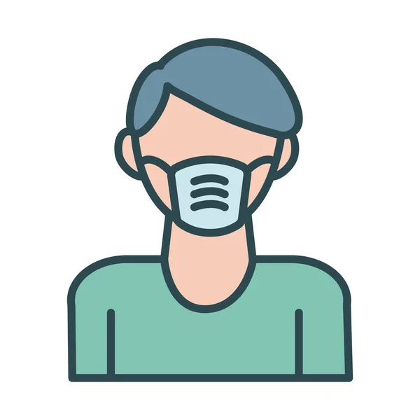 Hombre usando máscara facial accesorio estilo de relleno — Vector de stock