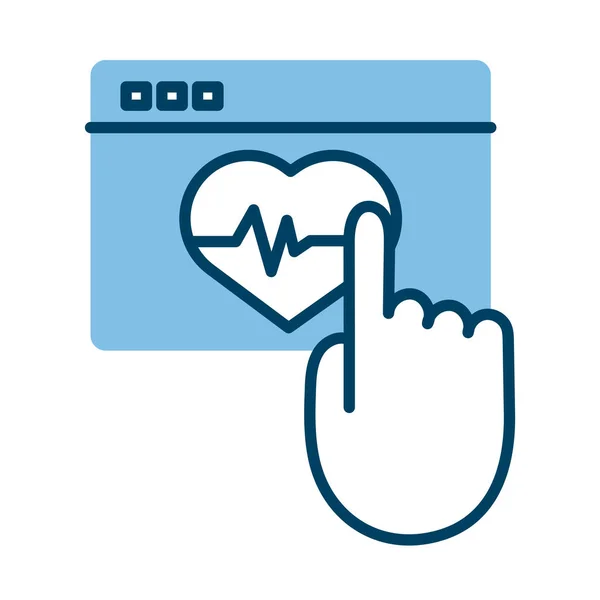 Página web com coração cardio saúde online meia linha estilo —  Vetores de Stock