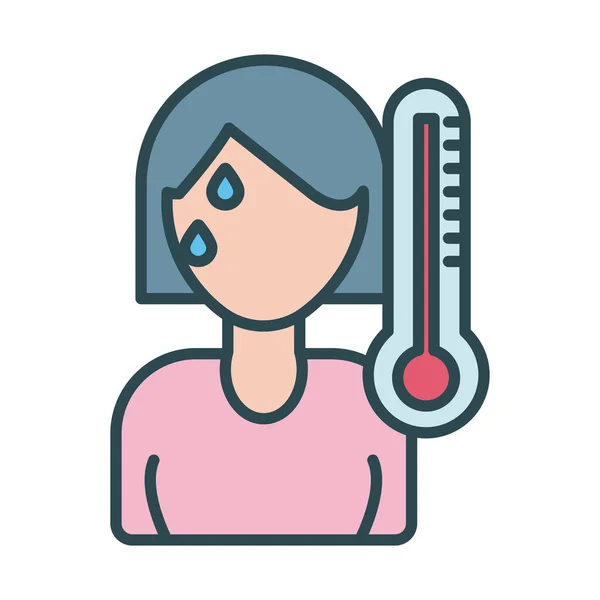 熱使用温度計で病気の女性は — ストックベクタ