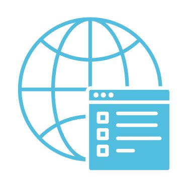 Web şablonu siluet biçimi simgesine sahip küresel tarayıcı