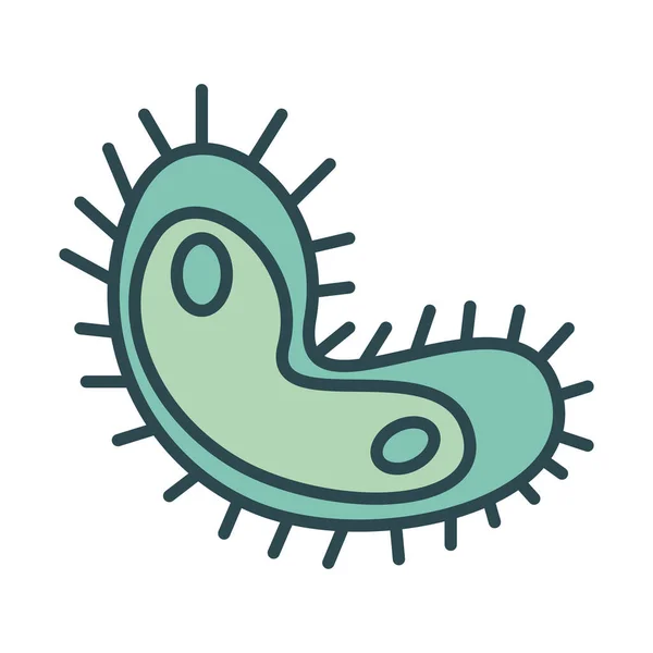 Cellule infectée avec icône de style de remplissage covid19 — Image vectorielle