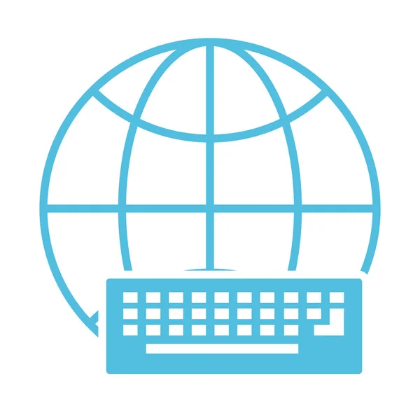 Navegador esfera con icono de estilo de silueta de teclado — Archivo Imágenes Vectoriales