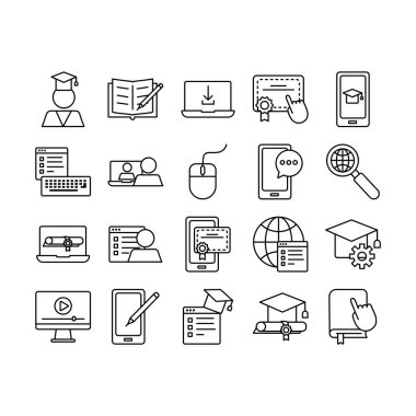 Eğitim paketi çevrimiçi set simgeleri