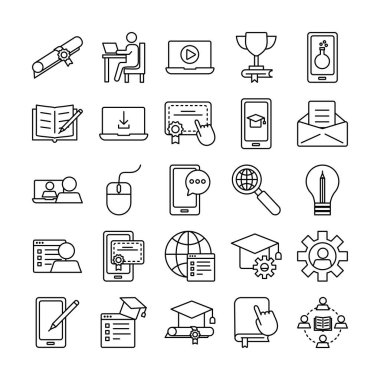 Eğitim paketi çevrimiçi set simgeleri