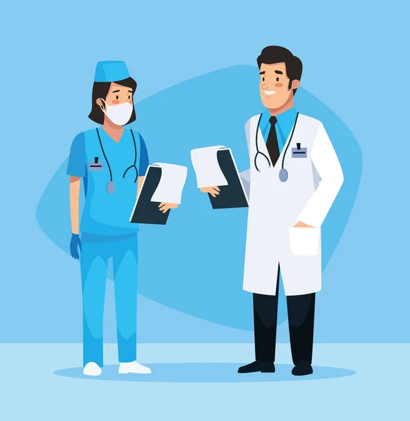 Personaggi infermiere e medico avatar — Vettoriale Stock