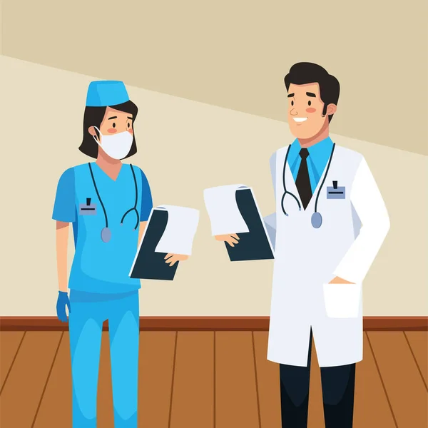 Medico professionisti e infermieri personaggi — Vettoriale Stock