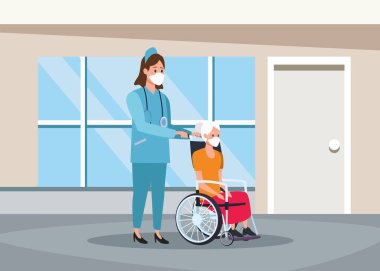 yaşlı karakterleri koruyan hemşire