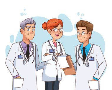 Profesyonel doktorlar karakter avatarları