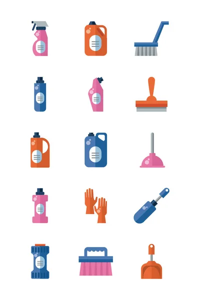 Bundle of desinfectants set icons — Stock Vector