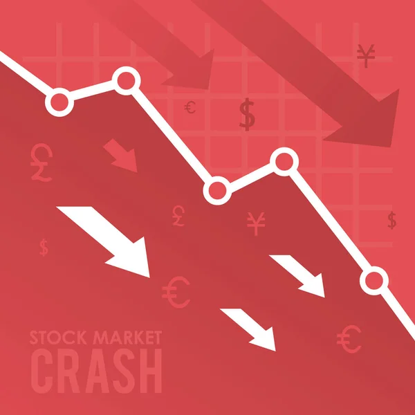 Caída del mercado de valores con flechas hacia abajo — Vector de stock