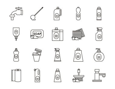 Bir dezenfektan dezenfektan paketi simgeleri ayarlar