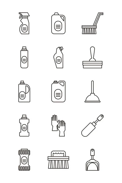 Bundel desinfecterende middelen set pictogrammen — Stockvector