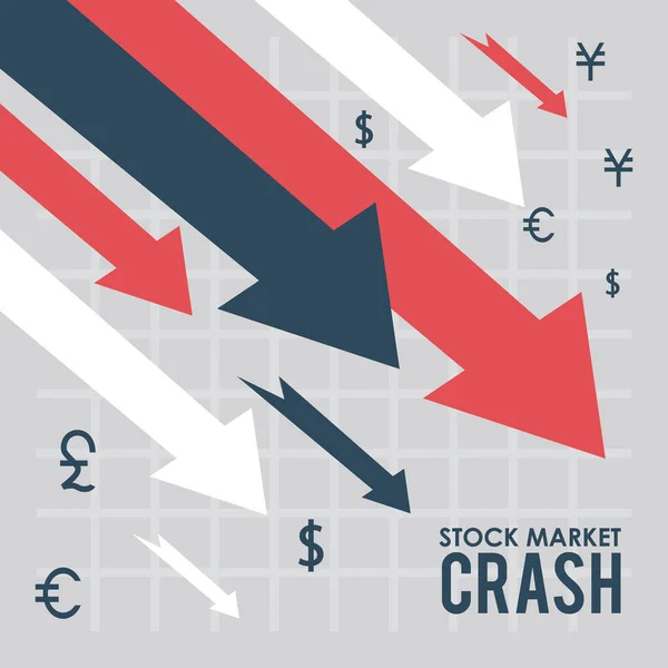 Caída del mercado de valores con flechas hacia abajo — Vector de stock